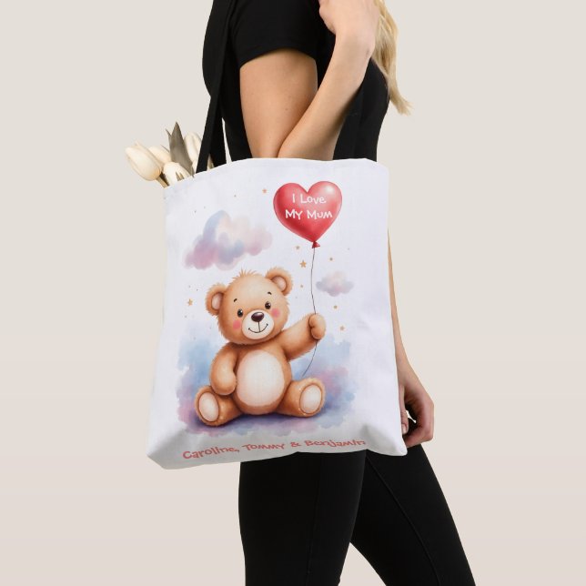 Tote Bag Maman Ourson à l'aquarelle Fantaisiste (De près)