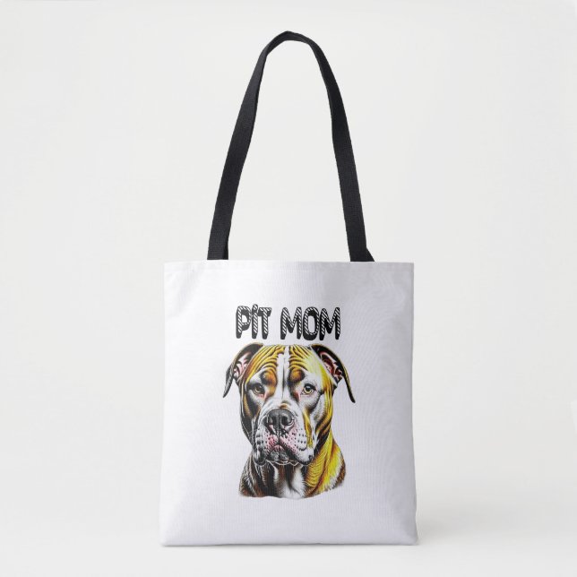Tote Bag Maman Pit Bull| Amoureuse des chiens  (Devant)
