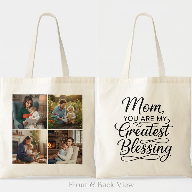 Tote Bag Maman Plus Grande Bénédiction 4 Photo Grille Moder (Créateur téléchargé)
