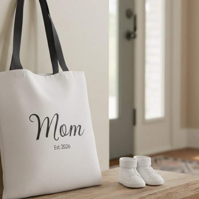 Tote Bag Maman Script Établi Noir (Créateur téléchargé)