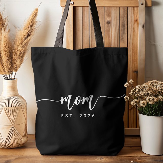 Tote Bag Maman Script Établi Nouveau Cadeau Maman Noir (Créateur téléchargé)
