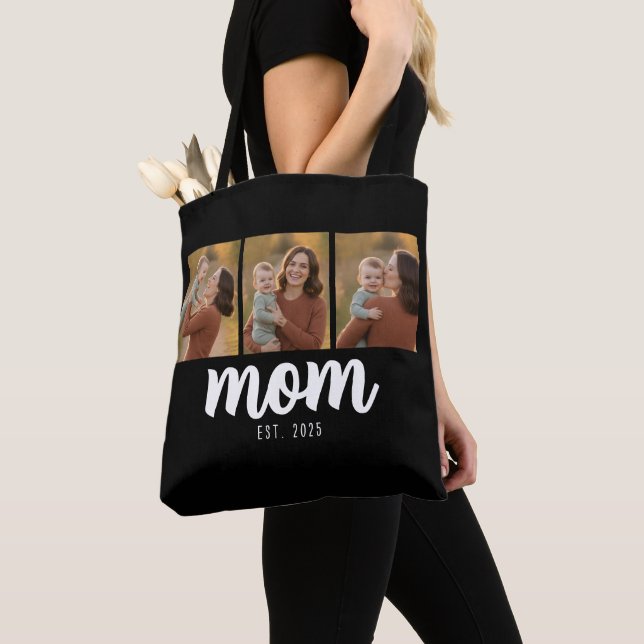 Tote Bag Maman Script Établie Noir 3 Photos (De près)