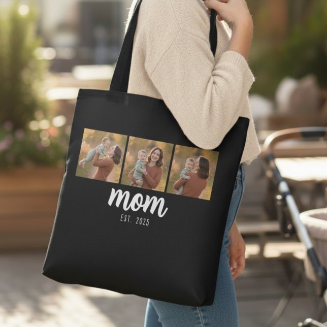 Tote Bag Maman Script Établie Noir 3 Photos (Créateur téléchargé)
