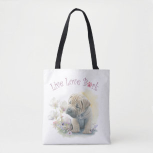 Tote Bag Maman Shar-pei Fleurie