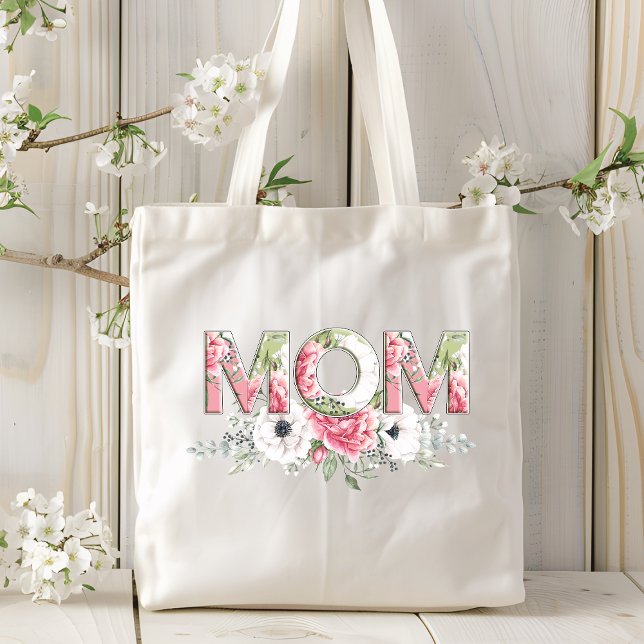Tote Bag Maman Stylish Floral Floral Fleurs Botaniques Mode (Créateur téléchargé)
