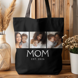 Tote Bag Maman Typographie Établi Noir 3 Photo