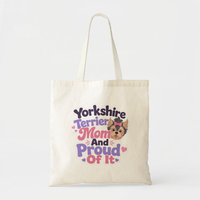 Tote Bag Maman Yorkshire Terrier et fière de l'être (Devant)