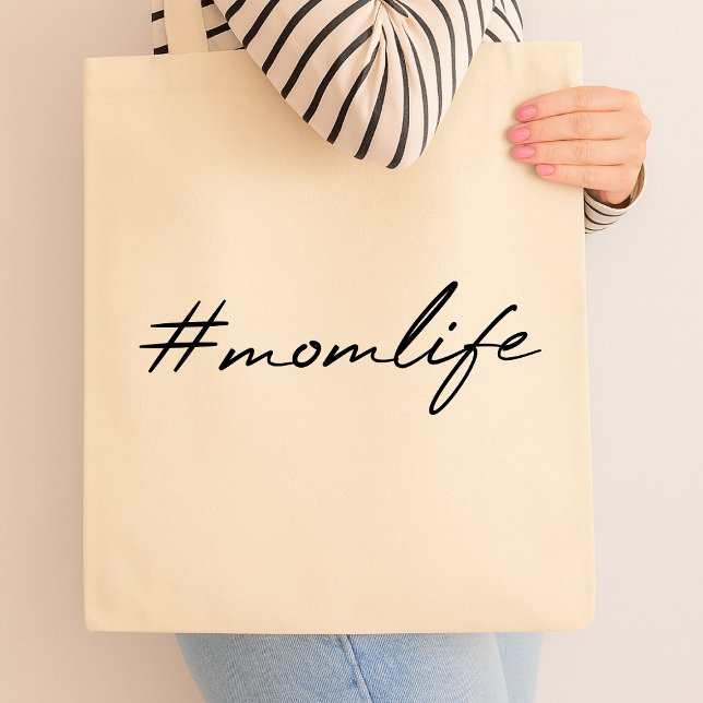 Tote Bag #MamanVie | Mère Conception moderne Script Fête de (Créateur téléchargé)