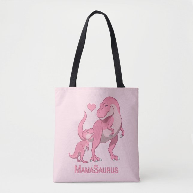 Tote Bag MamaSaurus T-Rex et dinosaures de bébé (Devant)