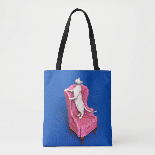 Tote Bag Manche d'ordinateur pour chat oriental blanc (Devant)