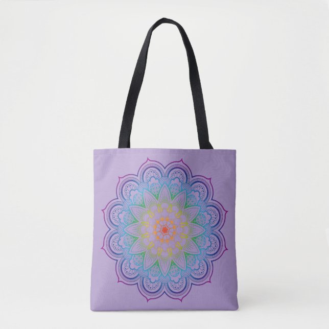 Tote Bag Mandala arc-en-ciel (Devant)