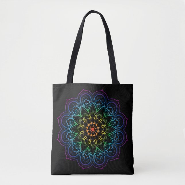 Tote Bag Mandala arc-en-ciel (Devant)