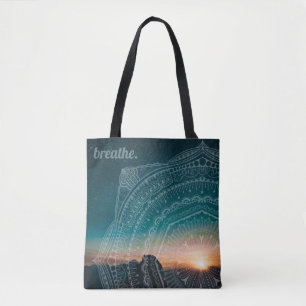 Tote Bag Mandala Art Night Sky Stars Texte Personnalisé Res