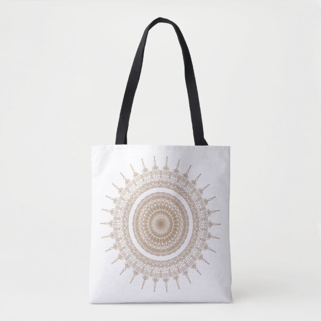 Tote Bag Mandala Bohemian White Boho (Devant)