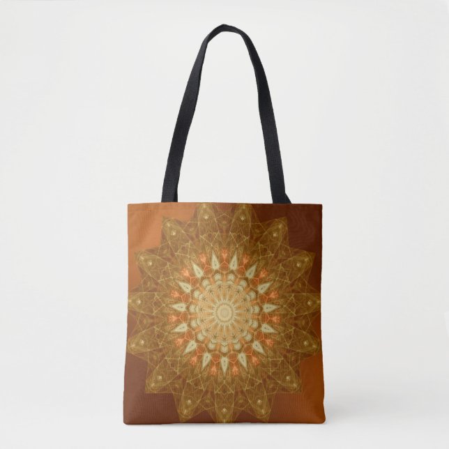Tote Bag Mandala Brown Orange Star (Devant)