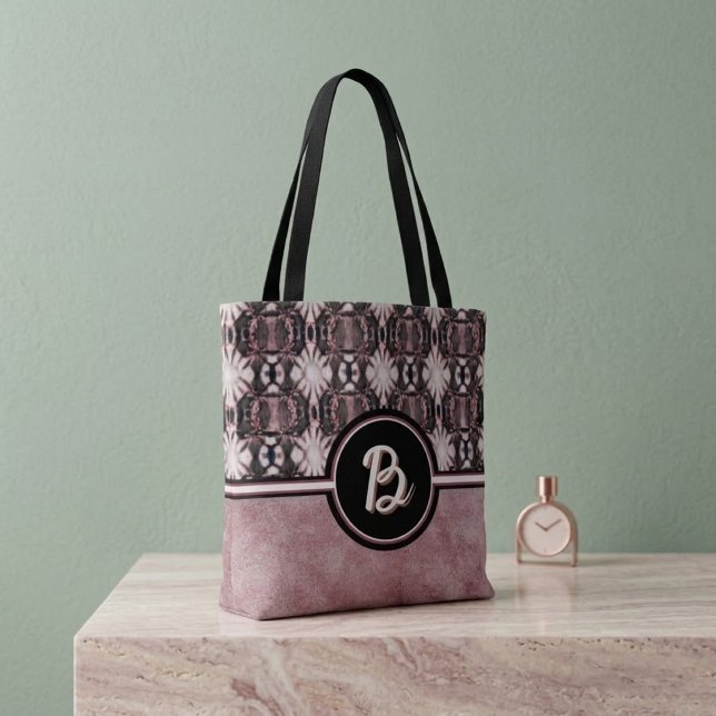 Tote Bag Mandala connectés rose et noir (Créateur téléchargé)