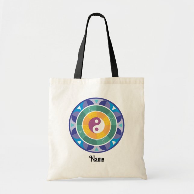 Tote Bag Mandala couleur arc-en-ciel chinois Customisé (Devant)