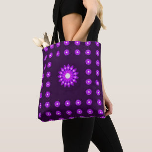 TOTE BAG MANDALA DE FLEURS POURPULAIRES BLANCHES