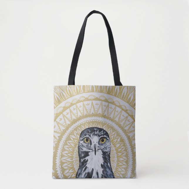 Tote Bag Mandala d'or de faucon (Devant)