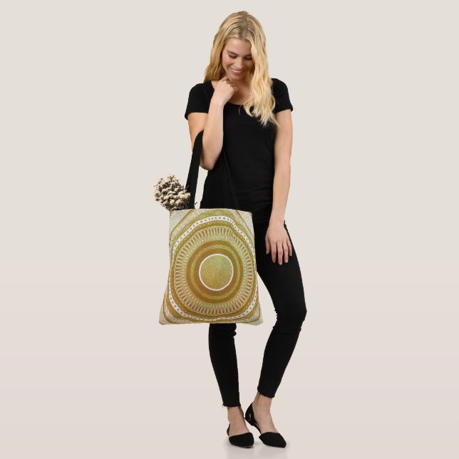 Tote Bag Mandala doré et pailleté (Sur le modèle)