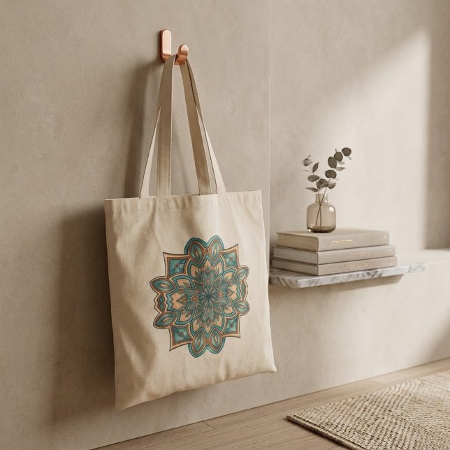 Tote Bag Mandala Élégance Turquoise (Créateur téléchargé)