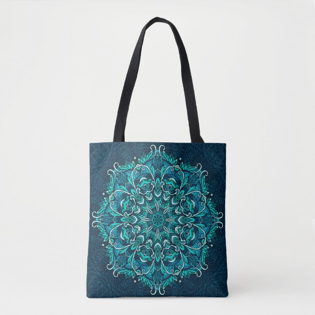 Tote Bag Mandala ethnique bleue. Copie de montage (Devant)