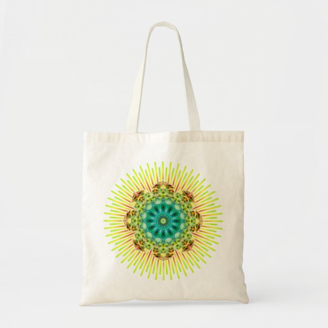 Tote Bag Mandala jaune vert (Devant)