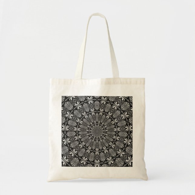 Tote Bag Mandala monochrome (Devant)
