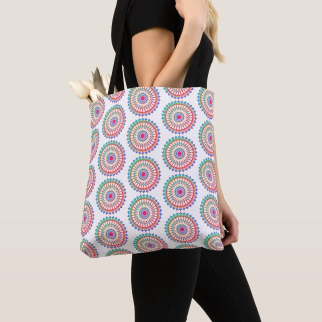 Tote Bag Mandala Motif coloré Boho moderne (De près)