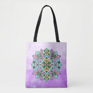 Tote Bag Mandala, papillon lunaire tiré à la main