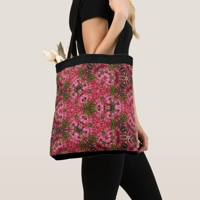 Tote Bag Mandala rose et vert (De près)
