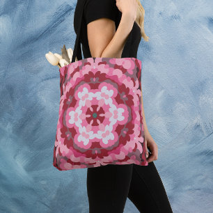 Tote Bag Mandala rose rouge et blanc