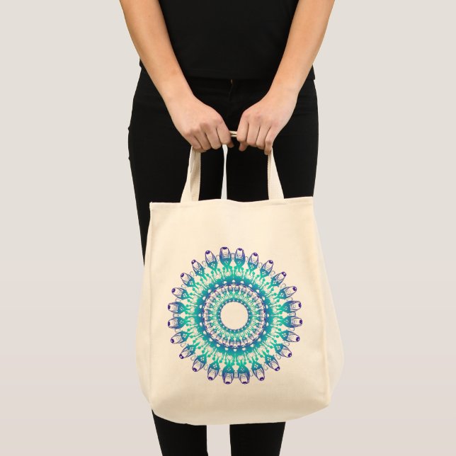 Tote Bag mandala. turquoise ethnique (Devant (produit))