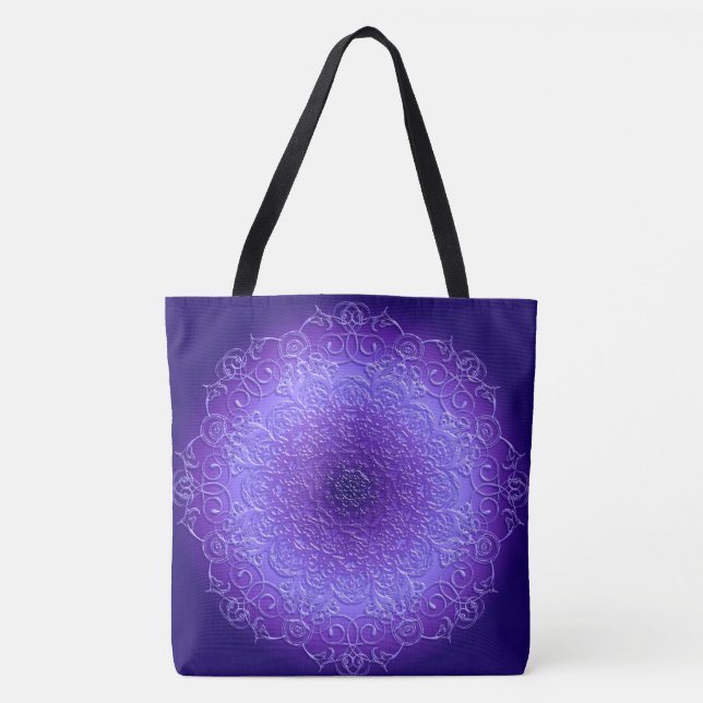Tote Bag Mandala violet de gradient (Devant)
