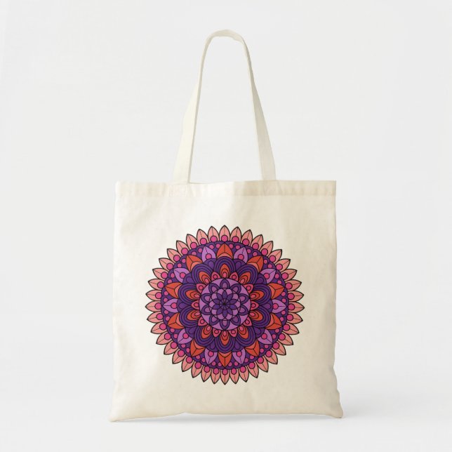 Tote Bag Mandala violet et rose (Devant)