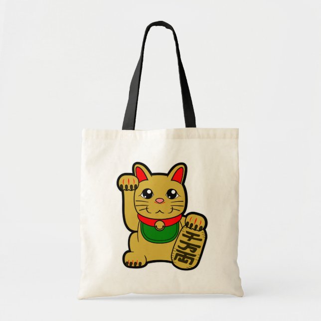 Tote Bag Maneki Neko : Chat à chance doré (Devant)