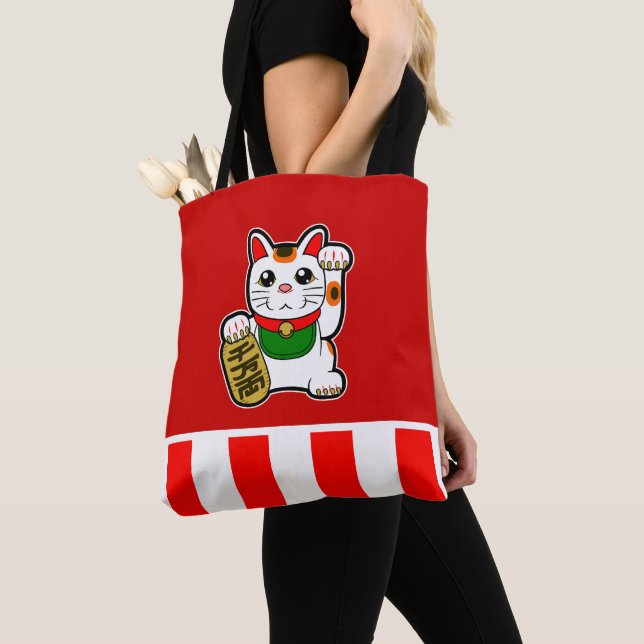 Tote Bag Maneki Neko : Chat Chanceux Japonais (De près)