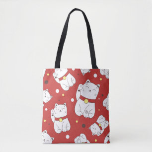 Tote Bag Maneki-Neko chat, motif japonais de doodle.