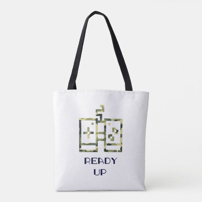 Tote Bag Manette de jeu vidéo camouflage prête pour le joue (Dos)