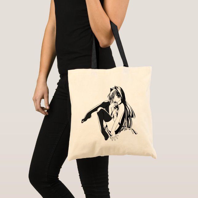 Tote Bag Manga, Neko Catgirl Furry Kawaii Loli (Devant (produit))