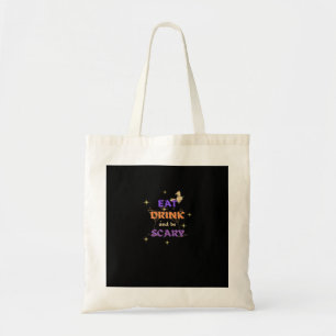 Tote Bag Manger, boire et être effrayant Halloween design a