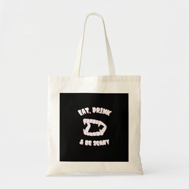 Tote Bag Manger Boire Être Effrayant Style Vampire Minimali (Devant)