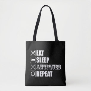 Tote Bag Manger. Dormir. Antiquités. Recommencer