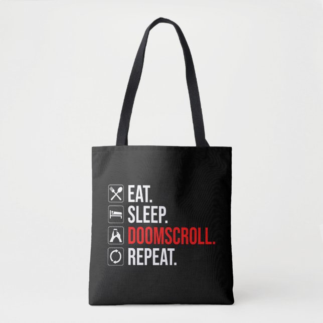 Tote Bag Manger. Dormir. Défilement. Recommencer (Devant)