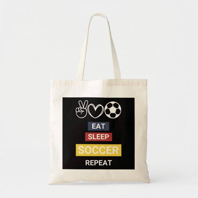 Tote Bag Manger, Dormir, Football, Répéter (Devant)