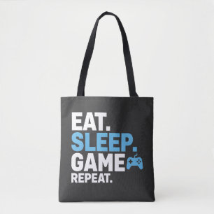 Tote Bag Manger Dormir Jouer Répéter Citation Drôle de Joue