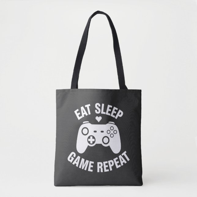 Tote Bag Manger Dormir Jouer Répéter - Conception de citati (Devant)