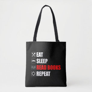 Tote Bag Manger. Dormir. Lisez des livres. Recommencer