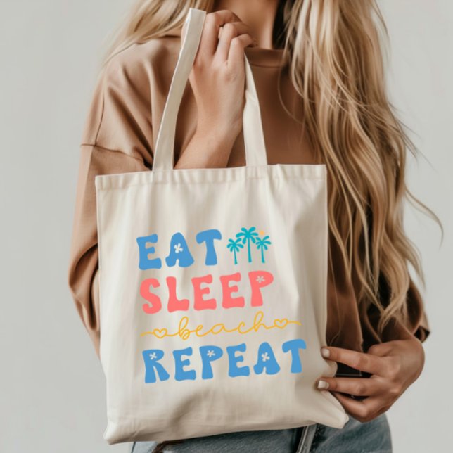 Tote Bag Manger Dormir Plage Répéter Vibrations Estivales (Créateur téléchargé)