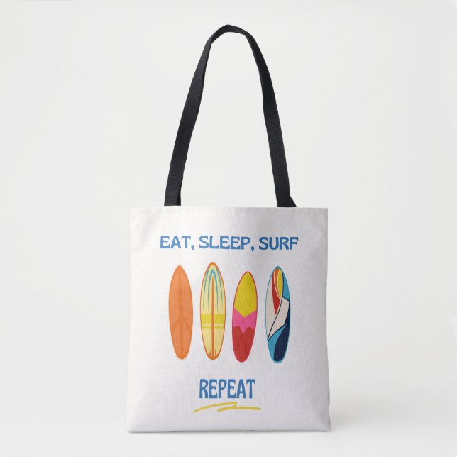 Tote Bag Manger, Dormir, Surfer, Répéter - Vie de Plage (Devant)